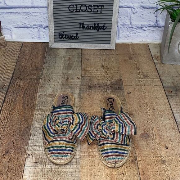 Circus Sam Edelman Lulu Striped Bow Espadrille mules - Picture 5 of 14